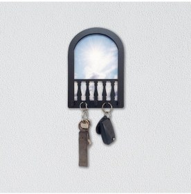 Resim CajuArt Pencerede Gün Doğumu Ahşap Anahtar Askılık Hol Dekor Süs Beyaz - Siyah 