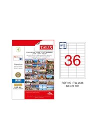 Resim Tanex TW-2536 63x24mm Kuşe Lazer Etiket 100 Lü Paket 