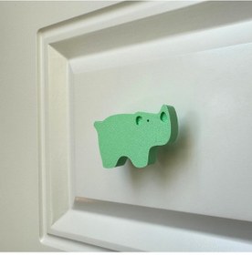 Resim Pomerol Yeşil Gergedan Dolap Kulpu - Çocuk Odası, Mutfak Ve Banyo İçin Dinamik Ve Dayanıklı Mobilya Kulp D 