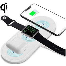 Resim Kt-w50a8 3'ü 1 Arada 10w İphone Uyumlu'lar / İwatch / Airpods Uyumlu İçin Çok Fonksiyonlu Braket Kablosuz Şarj Cihazı 