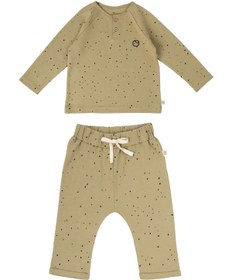 Resim Bebek Pijama Takımı Cosmos Haki Organik Pamuk - Haki Dots / 3-4 Yaş 