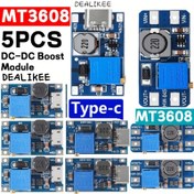 Resim 5 adet MT3608 DC-DC Ayarlanabilir Güç Artırma Modülleri - Mikro USB & Type-C, 2V-24V'den 5V-28V'ye, Maksimum 2A Çıkış, DIY Projeler & Elektrik Ekipmanları için Aşırı Yük Korumalı Mavi Yüksek Verimli Regülatör, Güç Adaptörü 