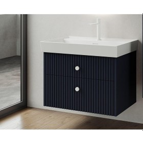 Resim Denko Marsilya 80 Cm Mat Lacivert Banyo Dolabı Alt Modül Lavabo Antrasit 