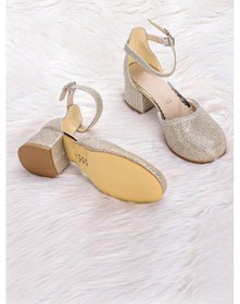 Resim Kiko Kids 771 Çupra Taşlı Kız Çocuk 5 Cm Topuklu Sandalet Ayakkabı Altın 001 