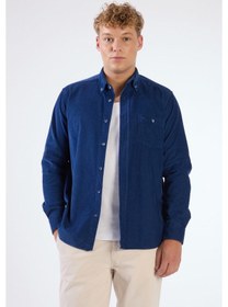 Resim A.lacivert Fitilli Erkek Gömlek - Regular Fıt Açık Lacivert 