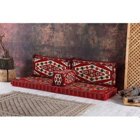 Resim Bakırözü Home 1.kalite Şark Köşesi Takımı Yörük Kırmızı Modeli Sünger Dahil 4 Parça 