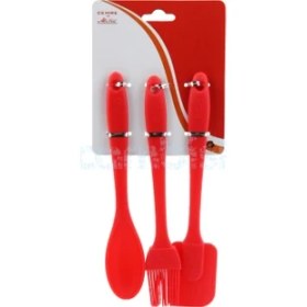 Resim Cemre 3'lü Silikon Mutfak Takımı - Kırmızı 