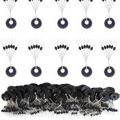 Resim 150 adet/25 Set Balıkçılık Bobber Durdurucular, Oval Yüzer Ağırlık Durdurucular, 6'sı 1 Arada Siyah Kauçuk Bobber Durdurucular, L M S Boyutu Yüzer Durdurma Kiti, Durdurucu 