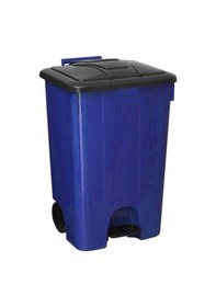 Resim Omnipazar Sy-4265 Mavi 85 Lt Köşeli Pedallı Tekerlekli Çöp Kovası 