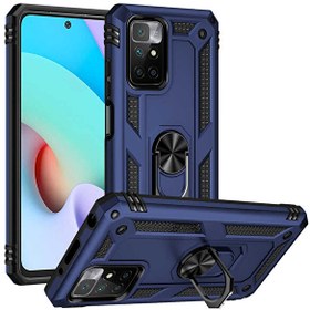 Resim Xiaomi Redmi Note 11 4G Kılıf Vega Tank Standlı Yüzüklü Mıknatıslı + Nano Glass Lacivert 