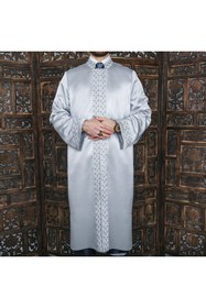 Resim İkranur Lüks Regaib İmam Cübbesi Gri Gümüş 