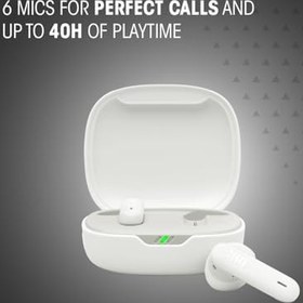 Resim JBL Wave Flex 2, kablosuz Bluetooth kulak içi kulaklık, 40 saat oynatma süresi, JBL Pure Bass ses, akıllı ortam teknolojisi, IP54 su ve toz korumalı, çok noktalı bağlantı, beyaz 