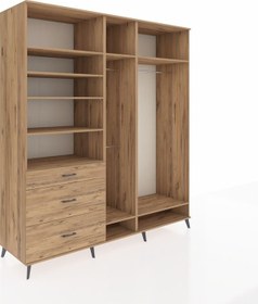 Resim Kronos Dolap 9 Raflı 3 Çekmeceli 3 Askılı 220x59x243 Çam-çam/çam Atlas Çam/atlas Çam 