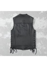 Resim Nyc Giyim Tekstil & Deri Yanları Deri Ip Bağlamalı Biker Yelek Hakiki Deri 