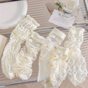Resim 5 Çift Japon Kawaii Kristal Çoraplar - Nefes Alabilir İnce Tüp Cam Tasarımı ile Çiçekli Dantel Desenleri, %100 Polyester, Makinede Yıkanabilir, Bahar Yaz Günlük Giyim için Sevimli İnternet Ünlüsü Stili 