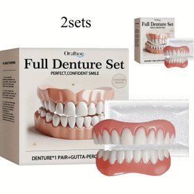 Resim Doğal Beyaz Sahte Diş Seti - Kolay İcrası Elastik Dişler, Tüm Şekiller İçin Gerçekçi Diş Tasarımı, Erkekler, Kadınlar, Gençler ve Yaşlılar İçin Güvenli ve Rahat Gülümseme Geliştirici, Diş Çözümü | Doğal Beyaz Dişler | Silikon Malzeme, Diş Gülümseme Geliştirici 