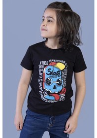 Resim Toontoy Kids Toontoy Erkek Çocuk Skate Baskılı Tişört Siyah 