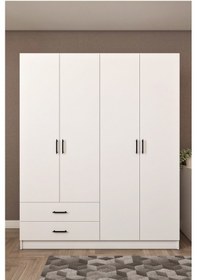 Resim Ases Mobilya Ases Hdf5358 Genç Odası Gardırop Ve Çalışma Masası Hediyeli Beyaz - Safir Meşe Beyaz 