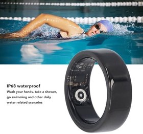 Resim Akıllı Sağlık Halkası, Seramik Akıllı Yüzük, IP68 Su Geçirmez Akıllı Yüzük Spor Takip Cihazı, APP Sağlık Takip Cihazı, Erkekler Kadınlar Için Uyku İzleme (Siyah) (İç Çap 21,5 mm) 