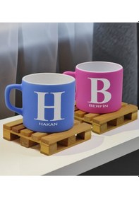 Resim Bk Gift Kişiye Özel İsimli 2li Mavi Ve Pembe Renkli Middle Çay & Kahve Fincanı-3, Arkadaşa Hediye, Sevgiliye Hediye Kobitmeyencom32648 Bk Gift 