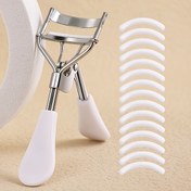 Resim 1 adet Taşınabilir Kirpik Kıvırıcı ve 15 Silikon Ped Seti, Paslanmaz Çelik Kavisli Saplı Kirpik Kıvırıcı, Kıvrım ve Şekil, Kirpiklere Zarar Vermeyen, Kirpik Kaldırma, Büyük Gözler, Kadınların Kirpikleri İçin Uygun 