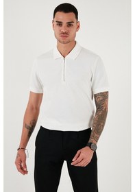 Resim Buratti Pamuklu Regular Fit Fermuarlı Erkek Polo Yaka T Shirt 5902915 Beyaz 