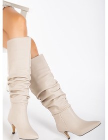 Resim Lema Topuklu Çizme Bej 