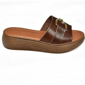 Resim Fox Shoes P291049403 Kahverengi Hakiki Deri Yüksek Tabanlı Günlük Kadın Terlik Kahverengi 