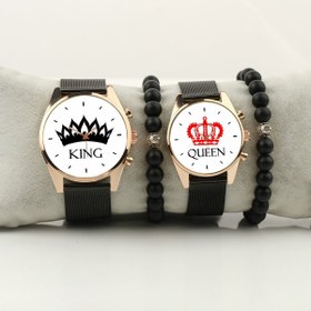 Resim STONY King and Queen Taç Simge Çift Kol Saati Set Bileklik Hediye Özel Sevgili Saatleri 