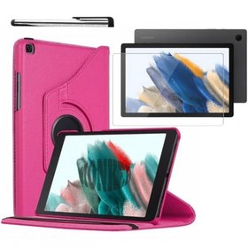 Resim Samsung Galaxy Tab A8 X200 Uyumlu Pembe Tablet Kılıfı Dönebilen Ve Ekran Koruyucu + Kalem Seti 
