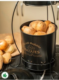 Resim Lin Metal 2 Katlı Metal Patates Soğan Kovası - Siyah 