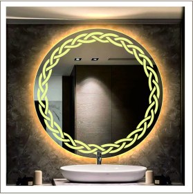 Resim Dnr-Mirror60 Cm Günışığı Ledli Tasarım Kumlamalı Banyo Aynası Makyaj Aynası Işıklı Ayna 