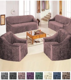 Resim Upmall Kadife 3+3+1+1 Lastikli Kanepe Örtü Koltuk Örtüsü Pembe 