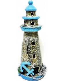 Resim Çapalı Deniz Feneri Akvaryum Dekoru 20 CM Mavi 