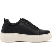 Resim Derimod Kadın Siyah Bağcıklı Kalın Tabanlı Deri Sneaker 25AFD290218 