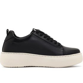 Resim Derimod Kadın Siyah Bağcıklı Kalın Tabanlı Deri Sneaker 25AFD290218 