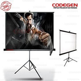 Resim Codegen TX-20 200x200 CM Siyah Fonlu Tripod Ayaklı Taşınabilir Manuel Projeksiyon Perdesi 