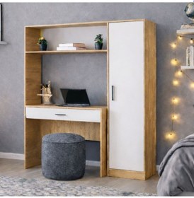 Resim Bilgisayar Masası, Hekta Kapaklı Kitaplıklı Çalışma Masası - Ceviz Çok Renkli 