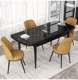 Resim Canisa Concept Kor Serisi 70x114 Açılabilir Mutfak Masası Takımı Siyah Mermer Desen Masa 4 Cappucino Sandalye Masa Siyah Mermer Desenli Sandalyeler Cappucıno 