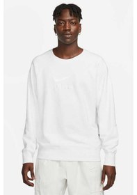 Resim Nike Air Crew Loose Fit Sweatshirt White Bol Kesim Bisiklet Yaka Erkek Sweatshirt Beyaz 