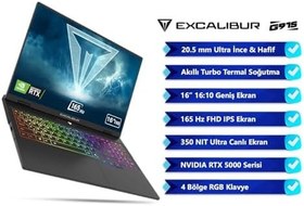 Resim CASPER Excalibur G915 i7-13620H 32GB 1TB 8GB RTX5070 165Hz 16" W11H Gaming Laptop G915.1362-DF70A-C 