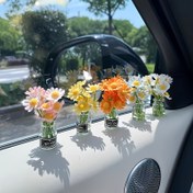 Resim 5 adet LINENPA Mini Cam Vazo - Otomobiller için Canlı Gösterge Paneli Dekoru, Otomatik Konsol Ekran Süsleri, Şık Kadın Araç Süsleri, Şarj Edilmeyen Güç Modu, Gösterge Paneli Süsleri | Canlı Araç Dekoru | Parlak Bitiş Vazolar 