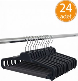 Resim Koçyiğit Plastik Pantolon Askısı Siyah - Süngerli - 24'lü 