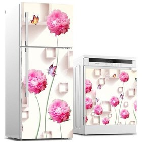 Resim Buzdolabı ve Bulaşık Makinası Beyaz Eşya Sticker Kaplama Pembe Şa 