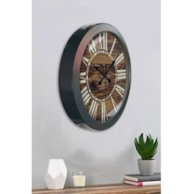 Resim Bahat Salon Ofis Duvar Saati Gri Metal Çerçeve 36 cm 