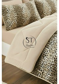 Resim Çift Kişilik Leopar Welsoft Yorgan Çift Taraflı 195x215 Kahverengi 
