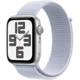Resim Apple Watch SE GPS, 40 mm Gümüş Rengi Alüminyum Kasa ve Bulut Mavisi Spor Loop 