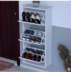 Resim Modilayn Varbi Asma Kapı Önü 52x 115x 26 Cm Lik 3 Düşer Kapak 6 Göz Bölmeli Ayakkabılık Beyaz Cordoba 