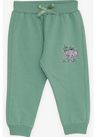 Resim Breeze Kız Bebek Eşofman Altı Bebek Fil Baskılı 6 Ay-2 Yaş, Mint Yeşili 