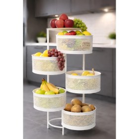 Resim Orvila Kule Sebzelik Tepsili Açılır Metal Patates Soğan Meyvelik Sepetli Rafı Beyaz 